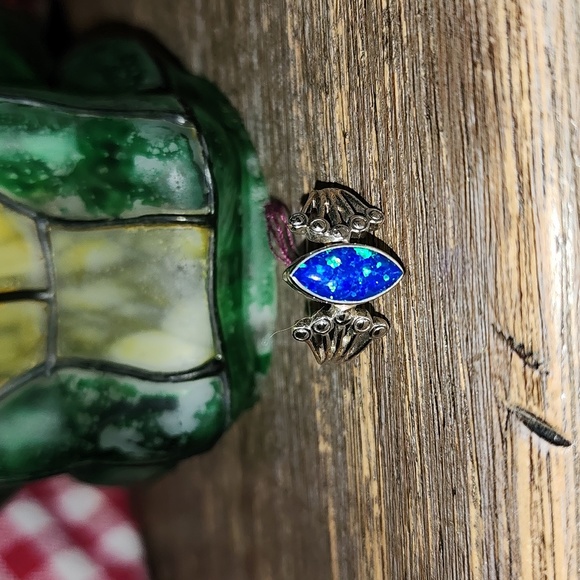 New Sterling silver Blue opal ring size 6.5 - Picture 1 of 6
